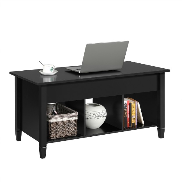 Yaheetech Lift Top Coffee Table With Hidden Compartment amp 3 Cube Open Shelves For Living Room Reception Room Office