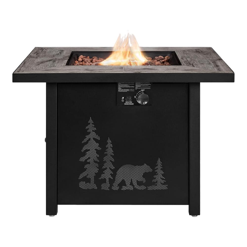 Hampton Bay 36 in. W x 25.2 in. H Square Fire Table with Porcelain Tile Tabletop FP21530-Z