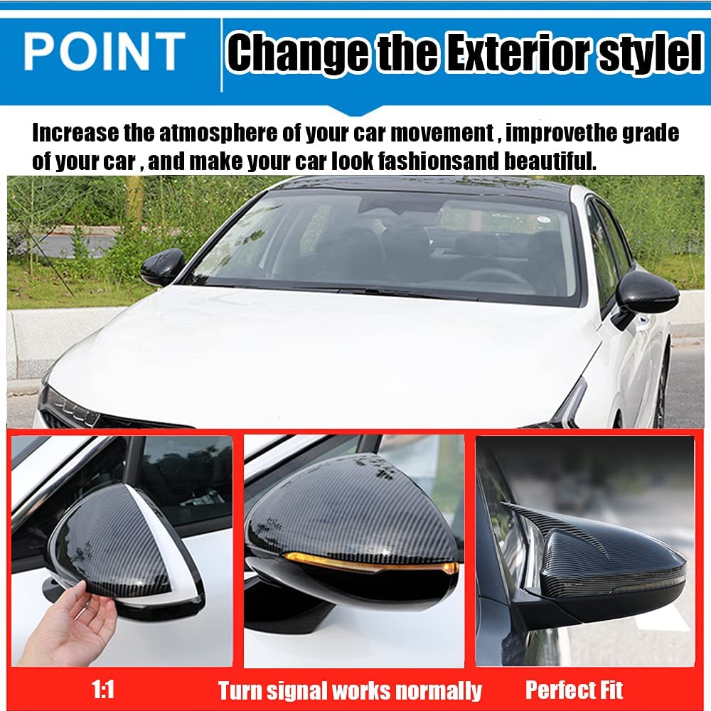 Xinrsheag ABS Material Car Side Mirror Caps custom Exterior Accessories Horn style Rearview Mirror Cover(Mirror Black) 2Pcs/Set for Kia New K5(2021 2022)