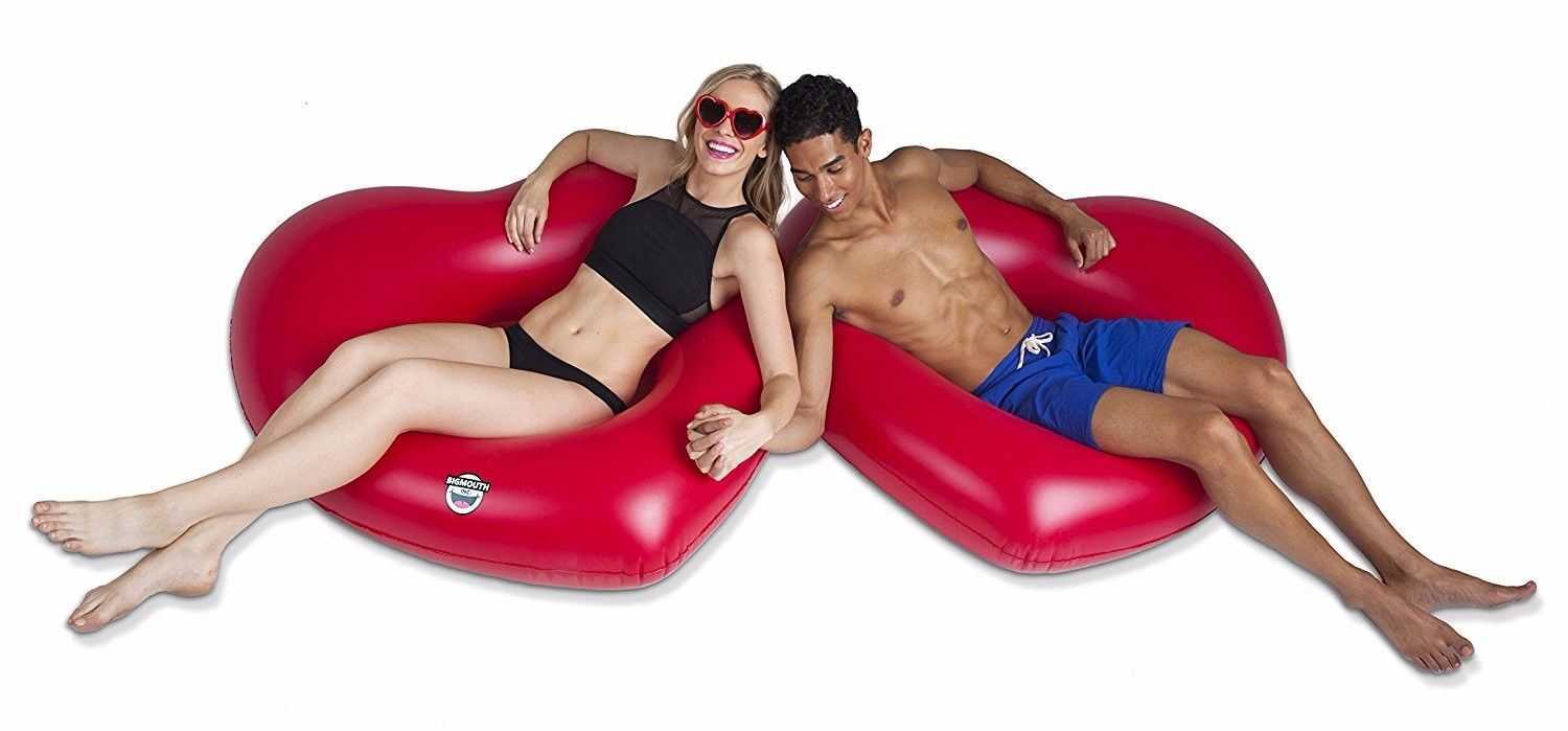 BigMouth Inc. Pool Floats Funny Inflatable Vinyl Summer Pool Or Beach Toys – Two Hearts