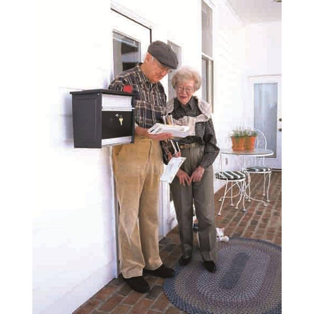 Architectural Mailboxes Mailsafe Black Medium Aluminum and Plastic Locking Wall Mount Mailbox MSK00BAM