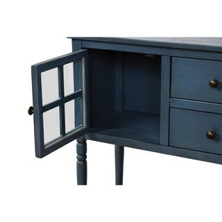 Tileon 42 in. W x 14 in. D x 34.2 in. H in Antique Blue MDF Ready to Assemble Kitchen Cabinet with Solid Wood Frame and Legs AYBSZHD595