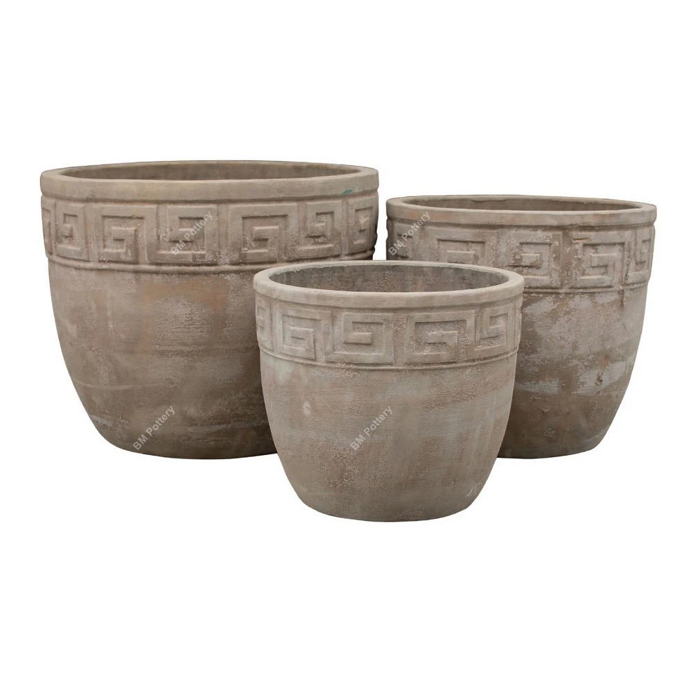 Set of 3 antique terracotta pots made in Vietnam for garden decorative made by terracotta material best quality