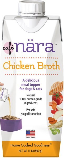 Cafe Nara Chicken Broth Grain-Free Dog and Cat Wet Food Topper， 1.1-lb bottle