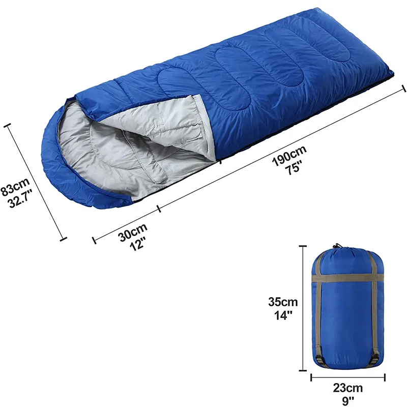 Waterproof Portable With Ultrasonic Stitching Jointed Camping Hiking Envelop Sleeping Bag Hood