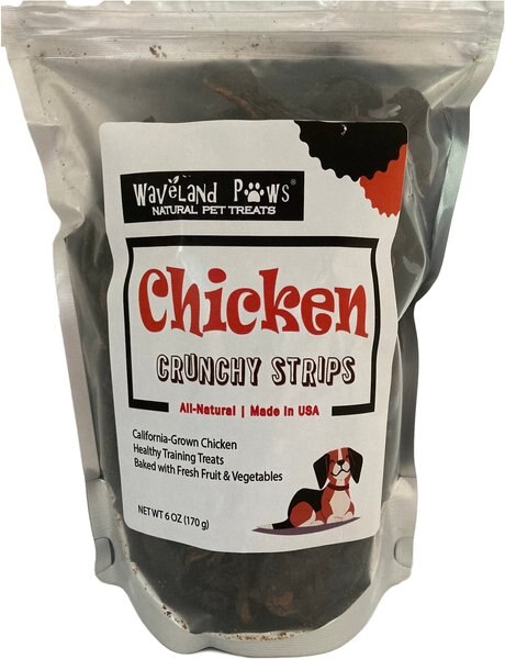 Waveland Paws Crunchy Strips Chicken Dog Treats， 6-oz bag