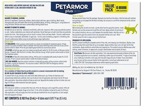 PetArmor Plus Flea and Tick Spot Treatment for Cats， over 1.5 lbs