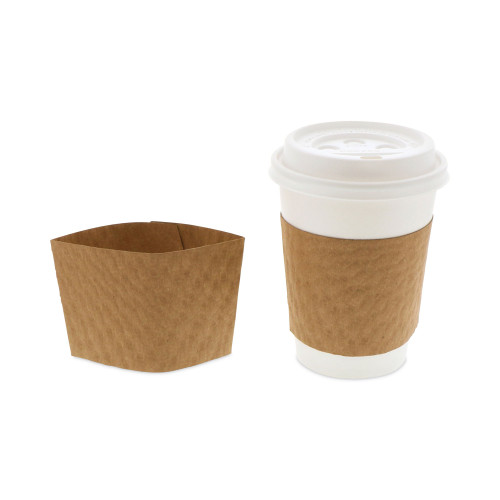 Pactiv Evergreen Hot Cup Sleeve， Fits 10 oz to 24 oz Cups， Brown， 1，000/Carton (DSLVBRN)