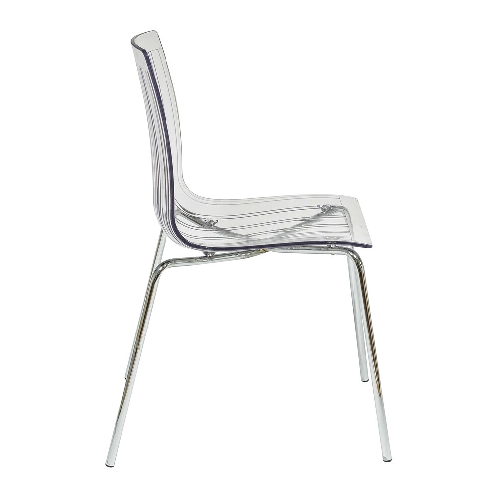 LeisureMod Ralph Mid Century Modern Clear Dining Side Chair