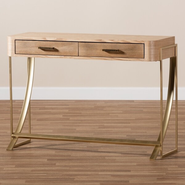 Modern and Contemporary Natural Brown 2-Drawer Console Table