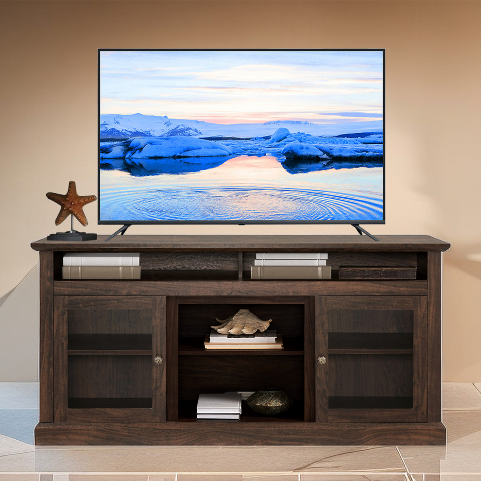 TV Stand Modern Entertainment Console for TV Up to 70 quot  Brown   Modern   Pastry Brushes   by CIPACHO  Houzz