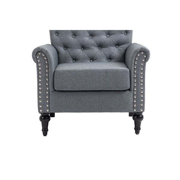 Linen Upholstered Tufted Back Accent Chair