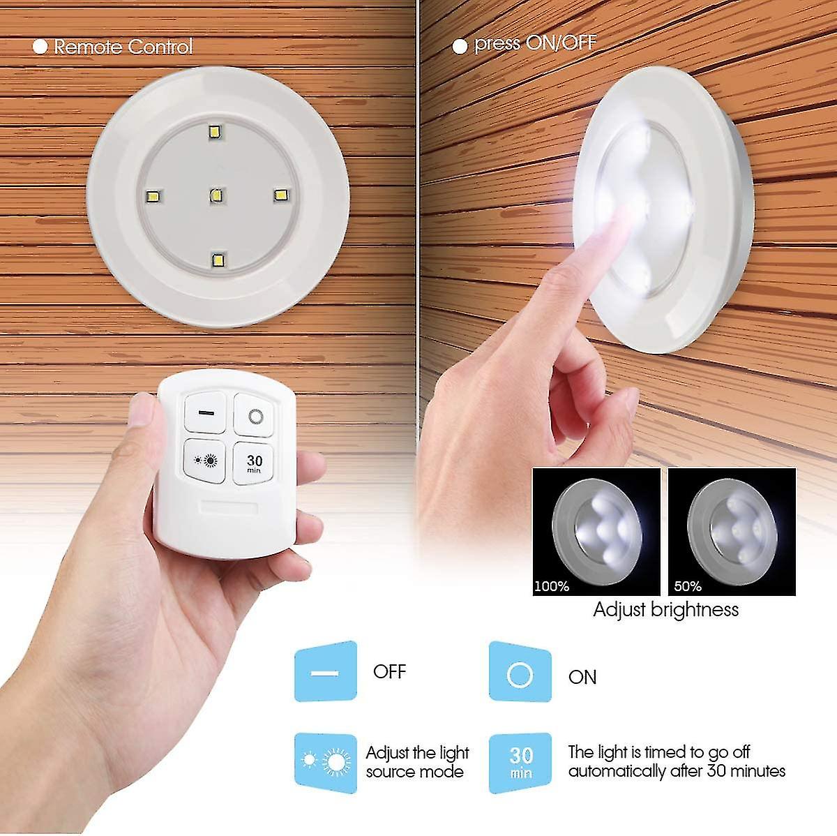 Wireless Led Puck Lights With Remote Control，battery Powered Lights For Night Light Under Cabinet Lighting，dimmable Closet Light， Touch Light，stick Up