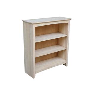 International Concepts 36 in. Unfinished Solid Wood 3-Shelf Standard Bookcase with Adjustable Shelves SH-3223A