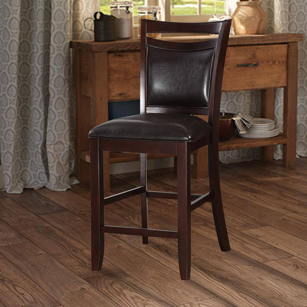 Benjara Classic 24 in. Brown and Black Wooden Armless High Chair (Set of 2) BM166597