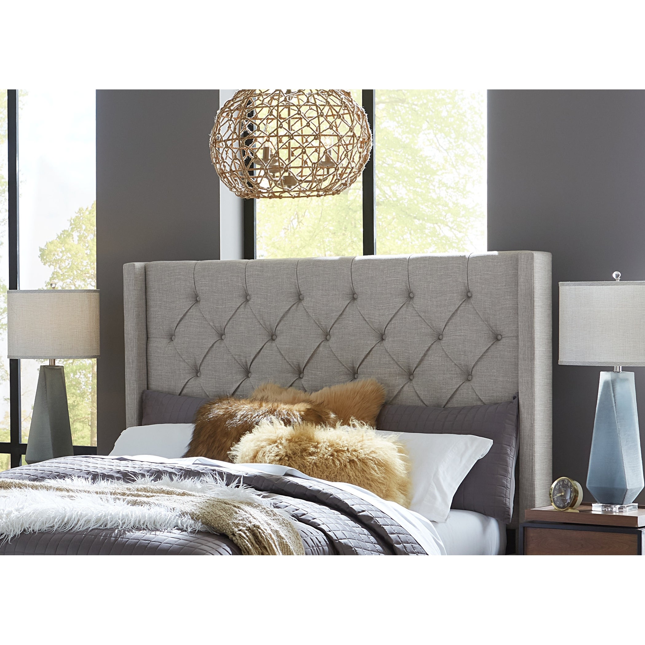 Verona Tufted Upholstered Headboard in Speckled Grey - - 38002647