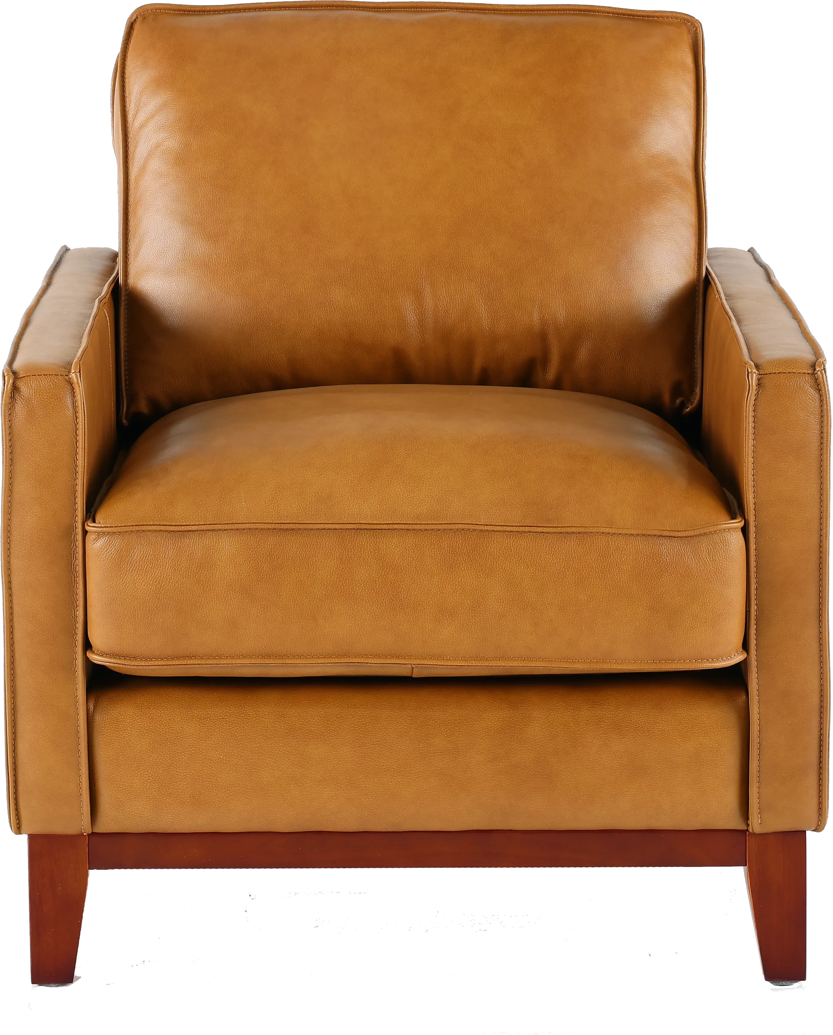 Newport Mid Century Modern Camel Brown Leather Chair