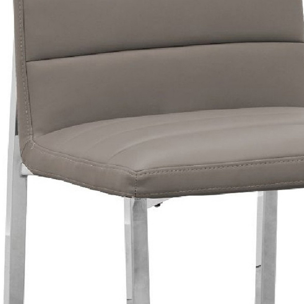 Benzara BM273673 Faux Leather Channel Dining Chair  Chrome Legs  Set of 2  Gray   Contemporary   Dining Chairs   by Uber Bazaar  Houzz