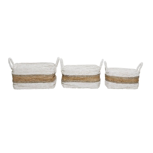 2pk Wood Natural Storage Baskets White Olivia amp May