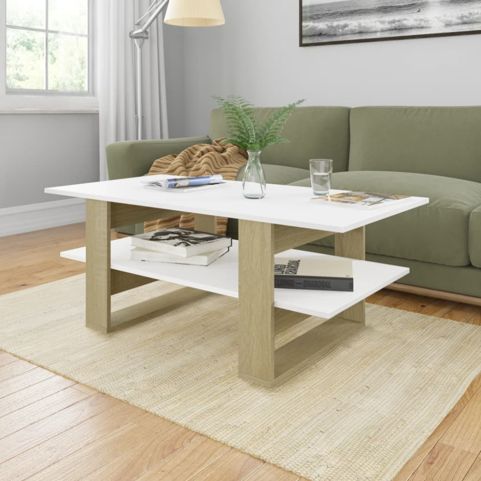 vidaXL Coffee Table High Gloss White Engineered Wood Accent Couch Sofa Table   Transitional   Coffee Tables   by vidaXL LLC  Houzz