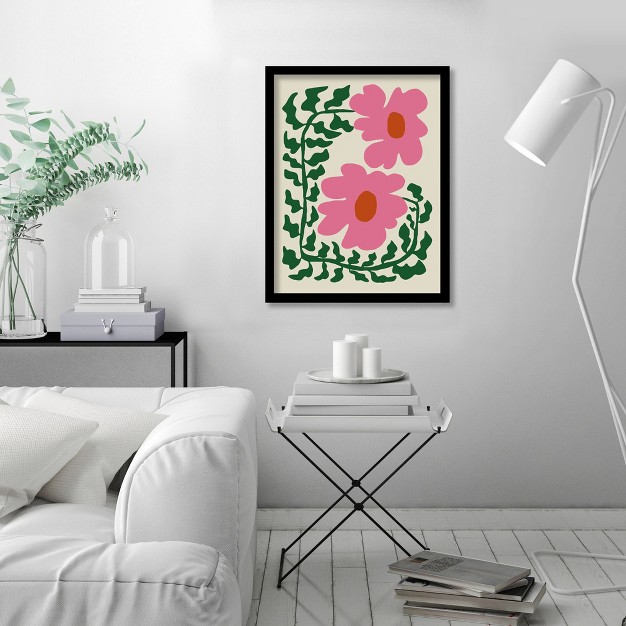 Americanflat Boho Botanical Wall Art Room Decor Fun Fern And Pink Poppy By Miho Art Studio