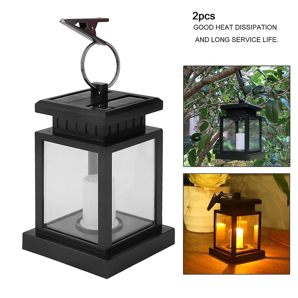 2pcs Solar Outdoor Indoor Bright Led Garden Light Hanging Candle Lantern Lamp