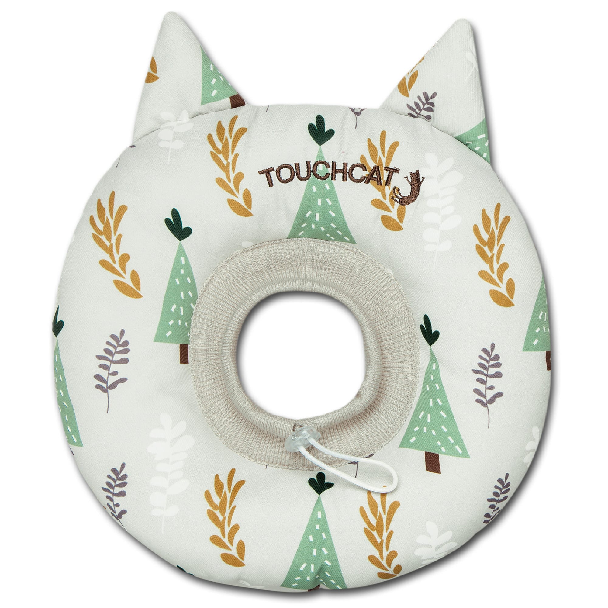 Touchcat White Ringlet Licking and Scratching Adjustable Pillow Cat Neck Protector， Small