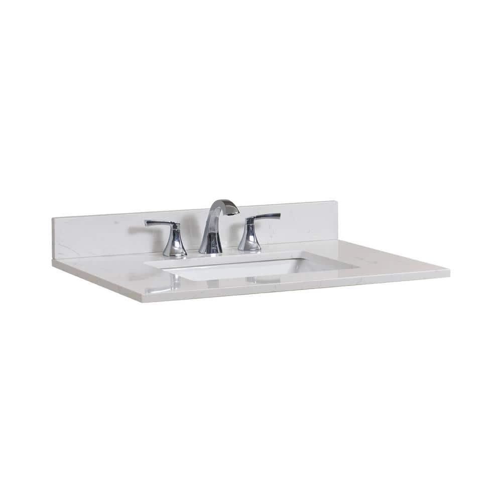 Altair 31 in W Engineered Stone Single Basin Vanity Top in Jazz White with White Basin