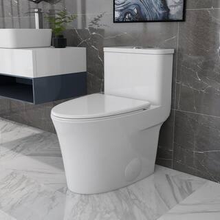 DEERVALLEY DeerValley Symmetry 12 in. Rough in Size 1-Piece 1.28 GPF Single Flush Elongated Toilet in White Seat Included DV-1F52807