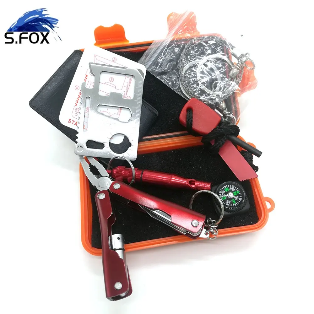 Waterproof Box  SOS Gear Kit 9 in 1 Survival Kit for Camping Hiking Travelling Climbing Adventures