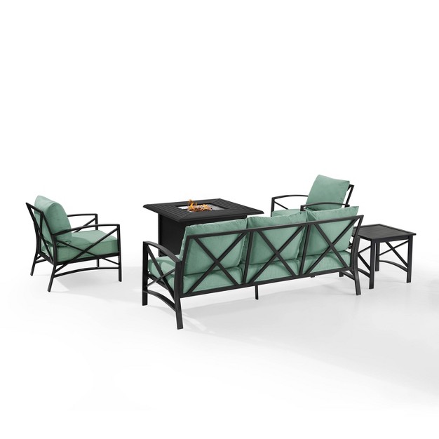 Kaplan 5pc Outdoor Sofa Set With Fire Table Mist Crosley