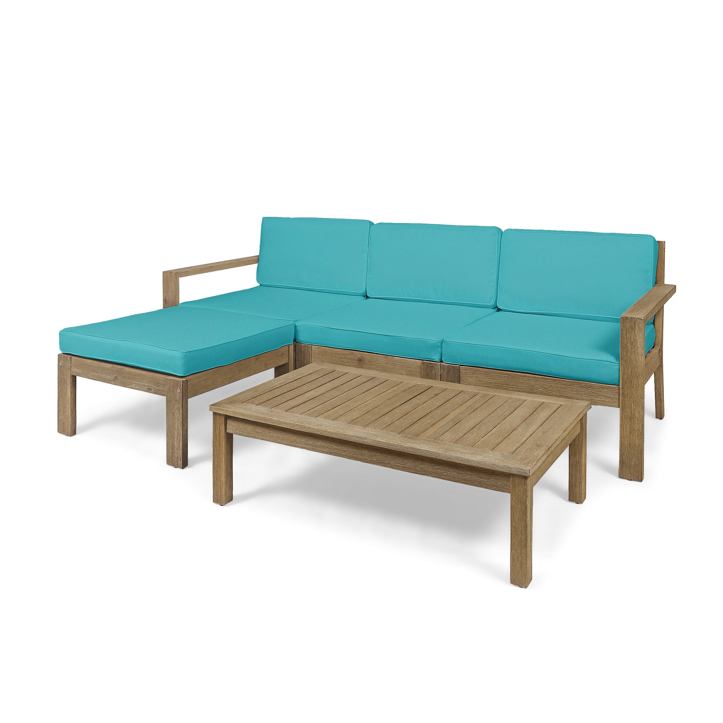 Makayla Ana Outdoor 3 Seater Acacia Wood Sofa Sectional with Cushions