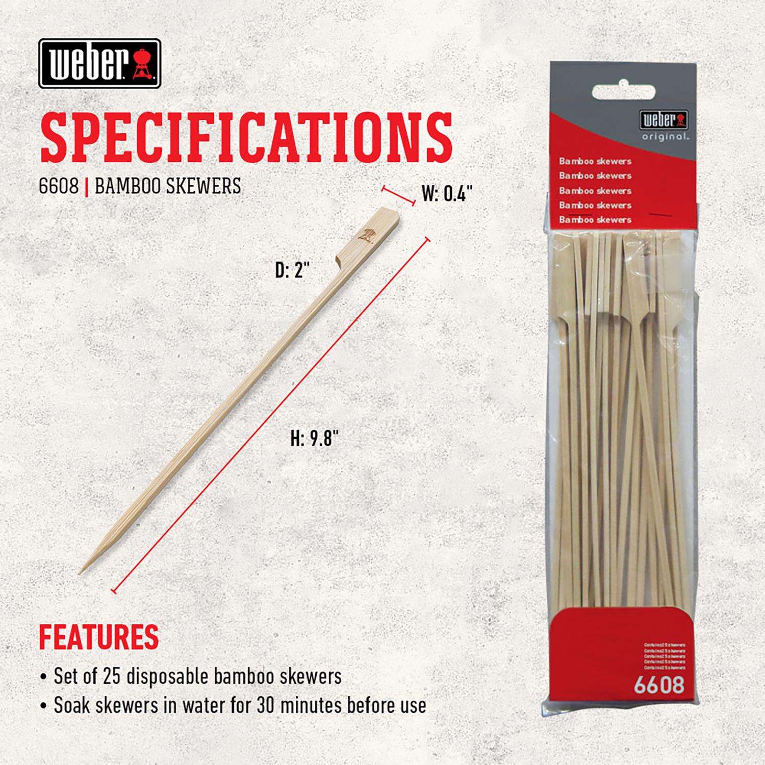 Weber Bamboo Skewer 9.8 in. L X 0.4 in. W 25 pc