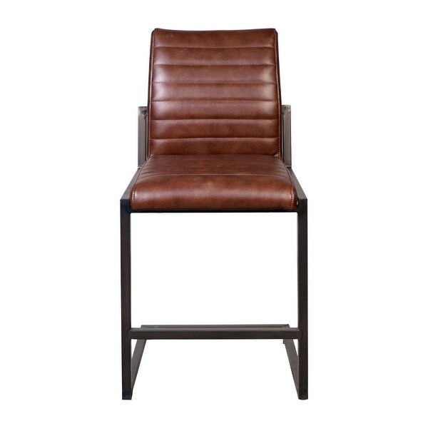 Greyson Genuine Full Grain Leather and Steel Modern Counter Stool - N/A