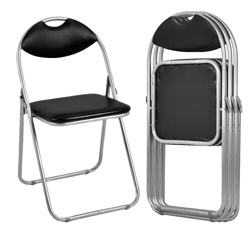 Portable U-Shape Folding Dining Chairs Set with Carrying Handles-Set of 4