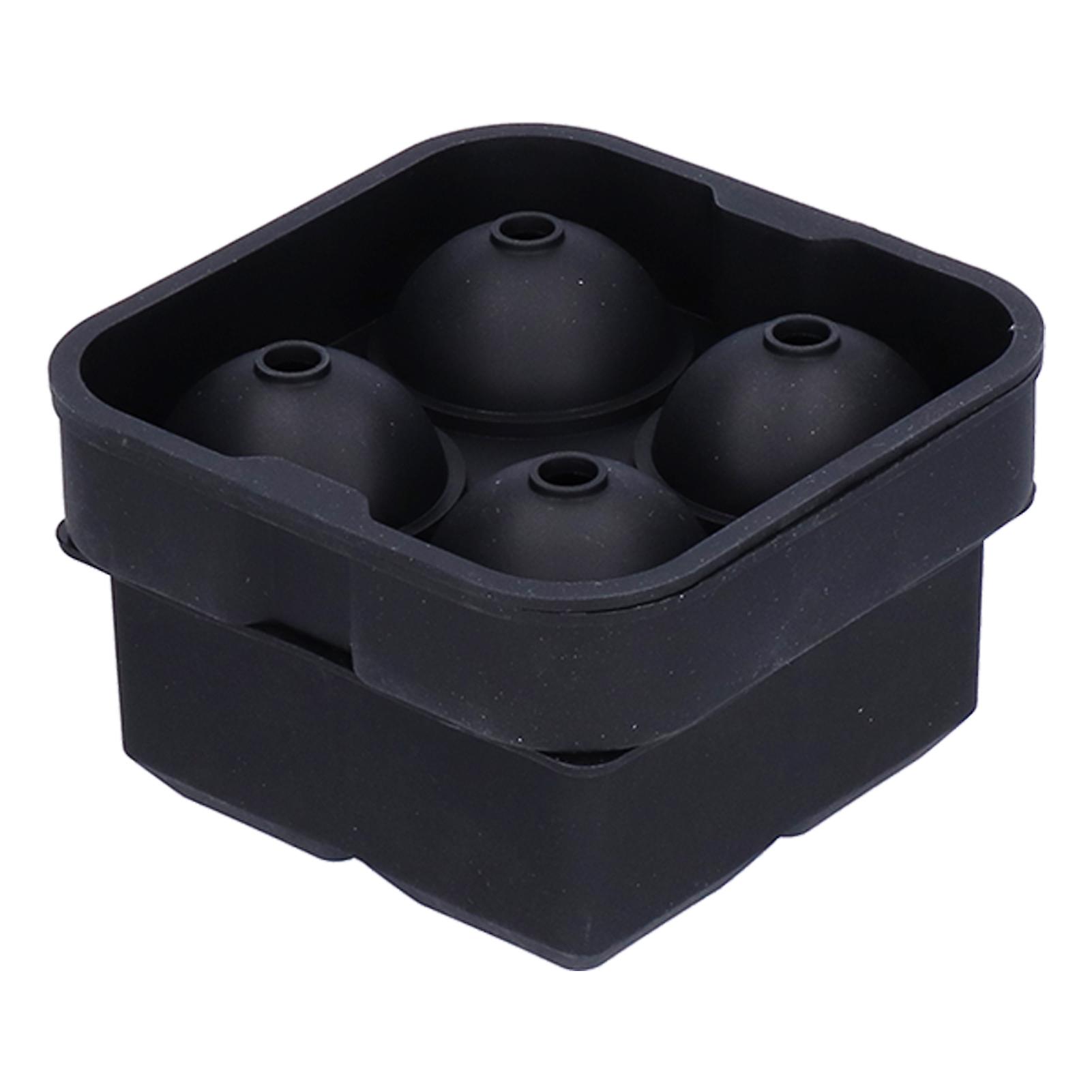 2pcs Ice Mold 4grids Reusable Elastic Silicone Diy Ice Cubes Maker Mold Tray Black