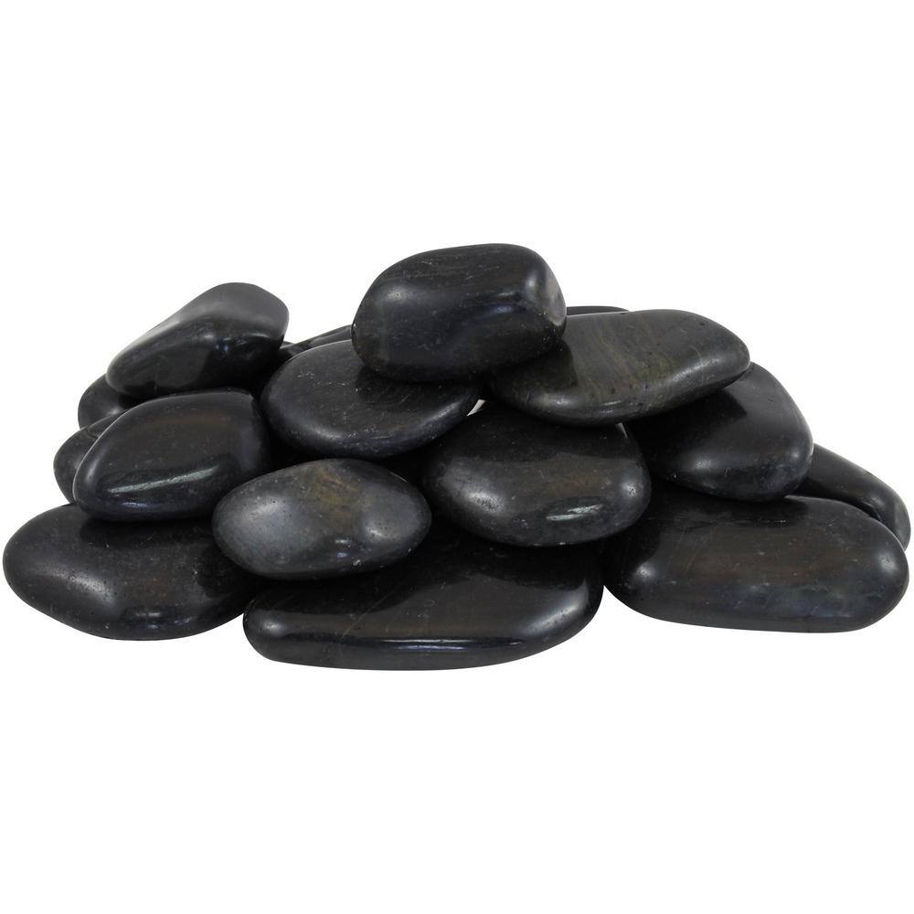 Rain Forest 0.4 cu. ft. 2 in. to 3 in. Black Super Polished Pebbles (30-Pack Pallet) RFBRPS3-30-P30