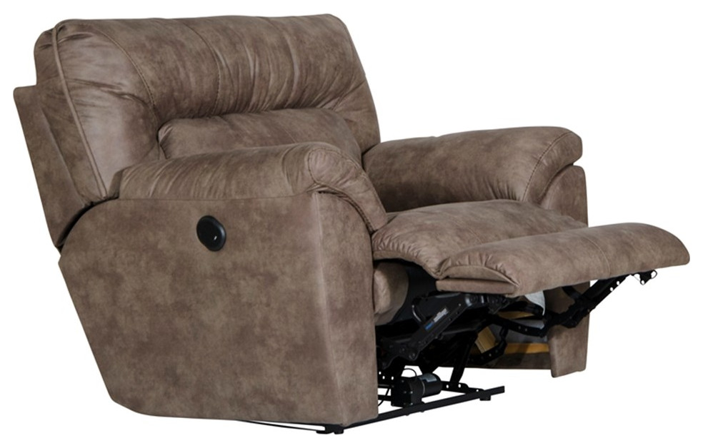 Catnapper Thompson Power Wall Hugger Recliner in Brown Polyester Fabric   Contemporary   Recliner Chairs   by Homesquare  Houzz