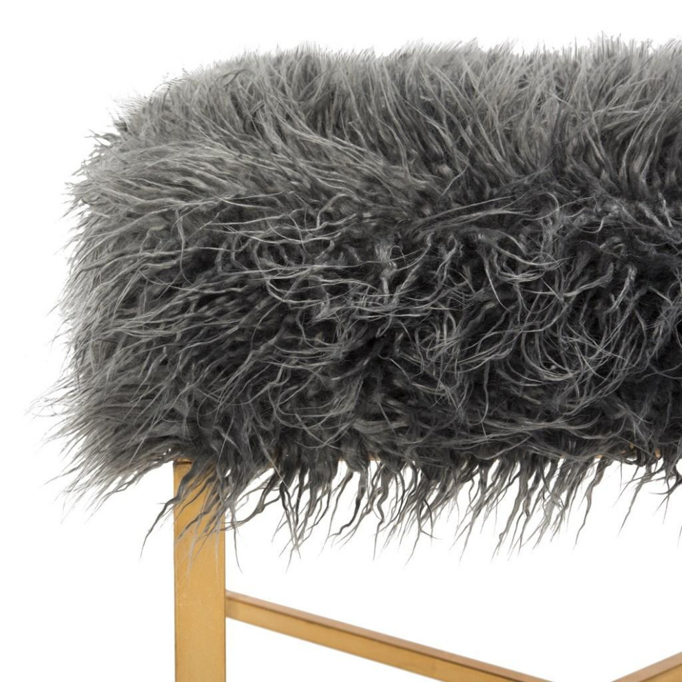 Bonnie Faux Sheepskin X Square Bench Gray   Contemporary   Footstools And Ottomans   by V.S.D Furniture  Houzz