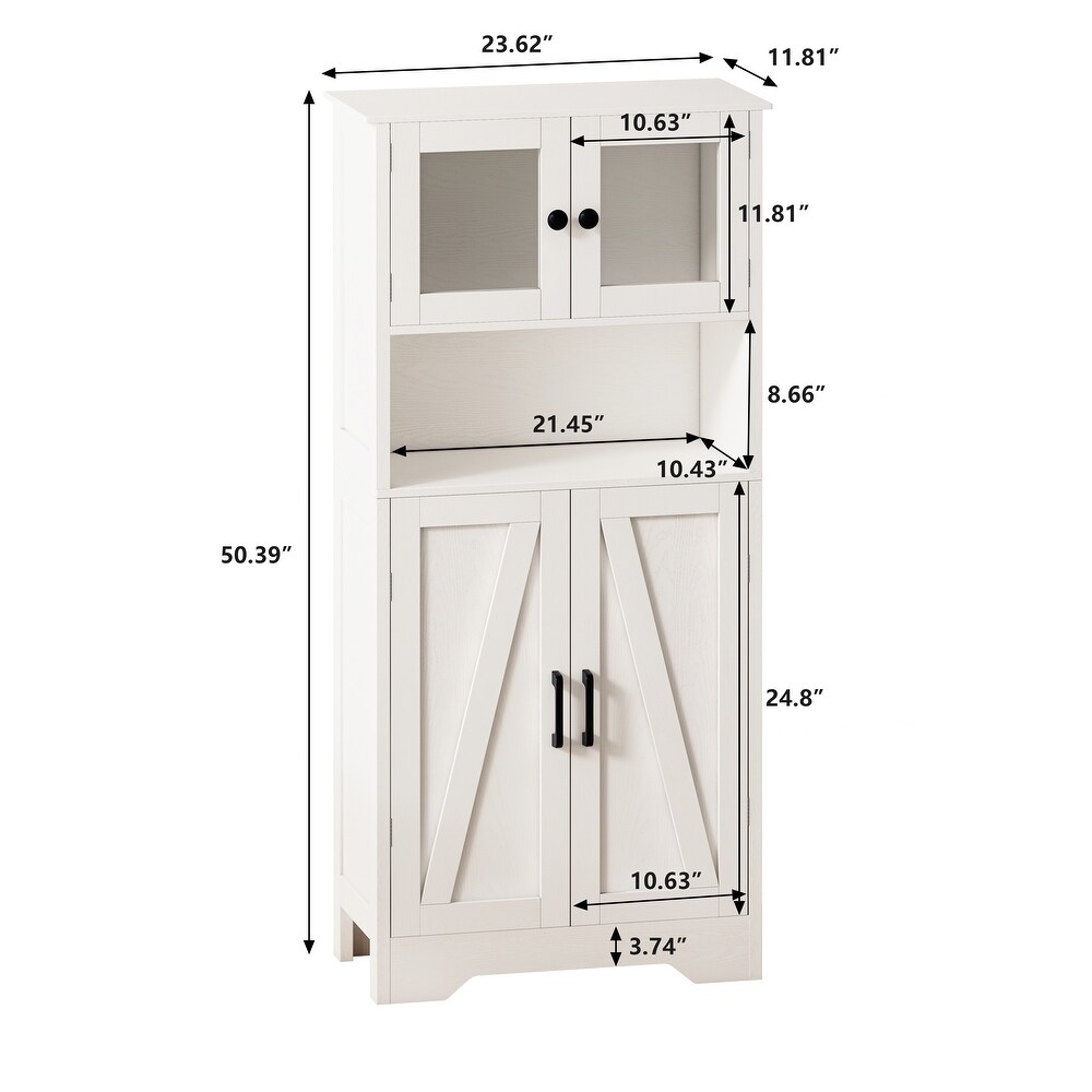 Particleboard Four Door Storage Cabinet with LED Light