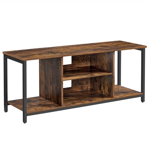 Vasagle Tv Stand For Tv Up To 55 Inches Cabinet With Open Storage Console Unit With Shelving Rustic Brown And Black