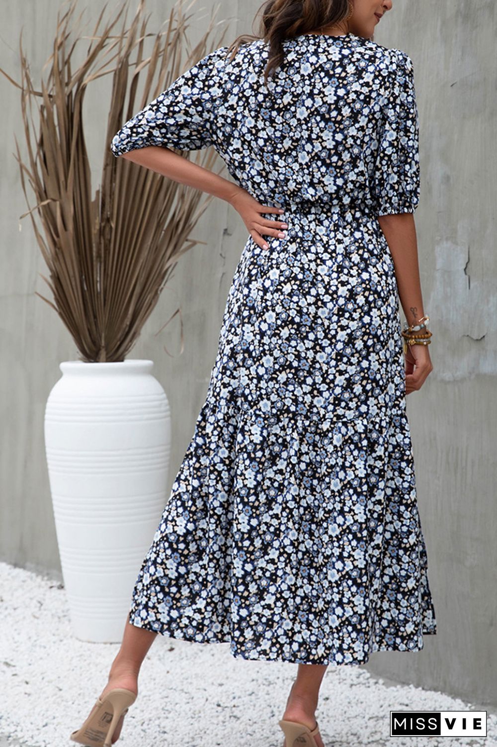 Floral Print Loose Long Dress Wholesale