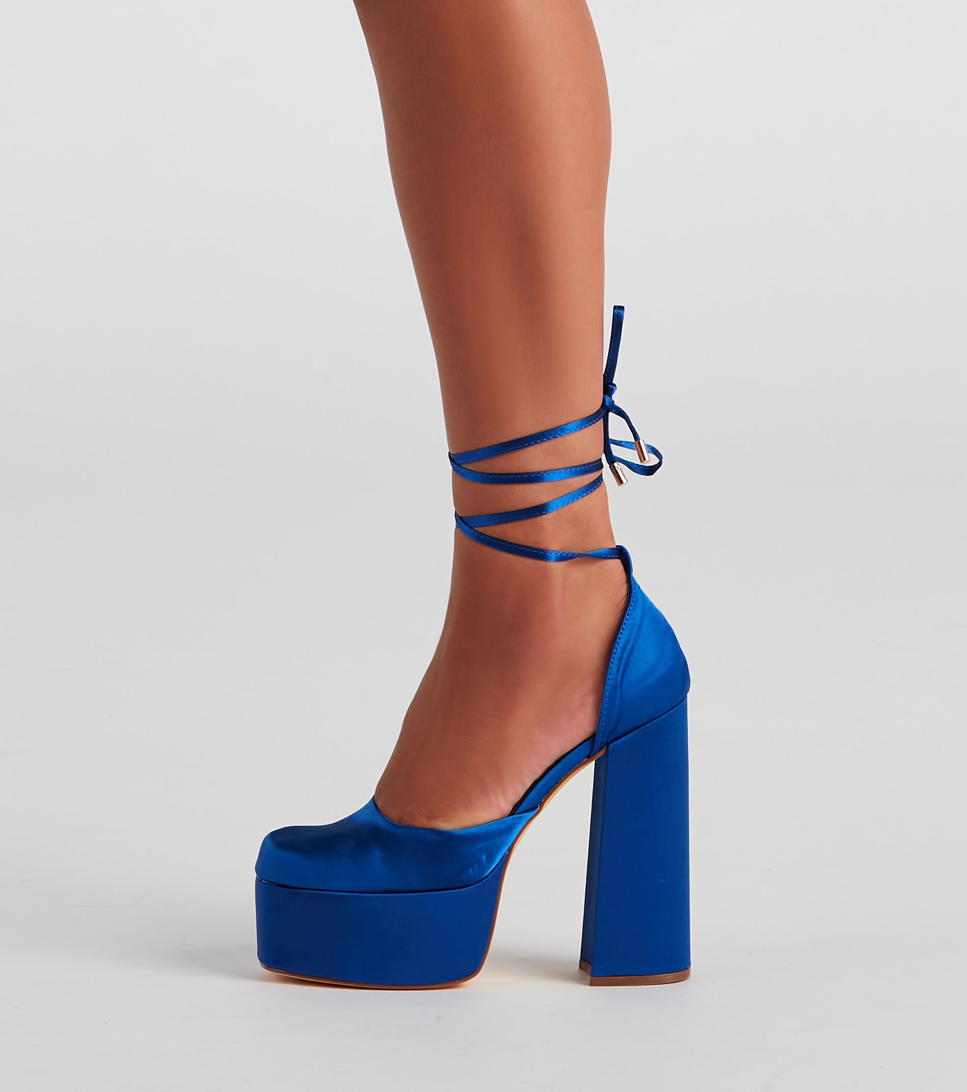 Crash The Party Satin Lace-Up Heels