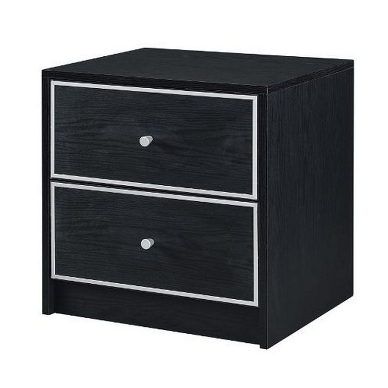 Accent Table with 2 Storage Drawers and Intricate Trimming， Black