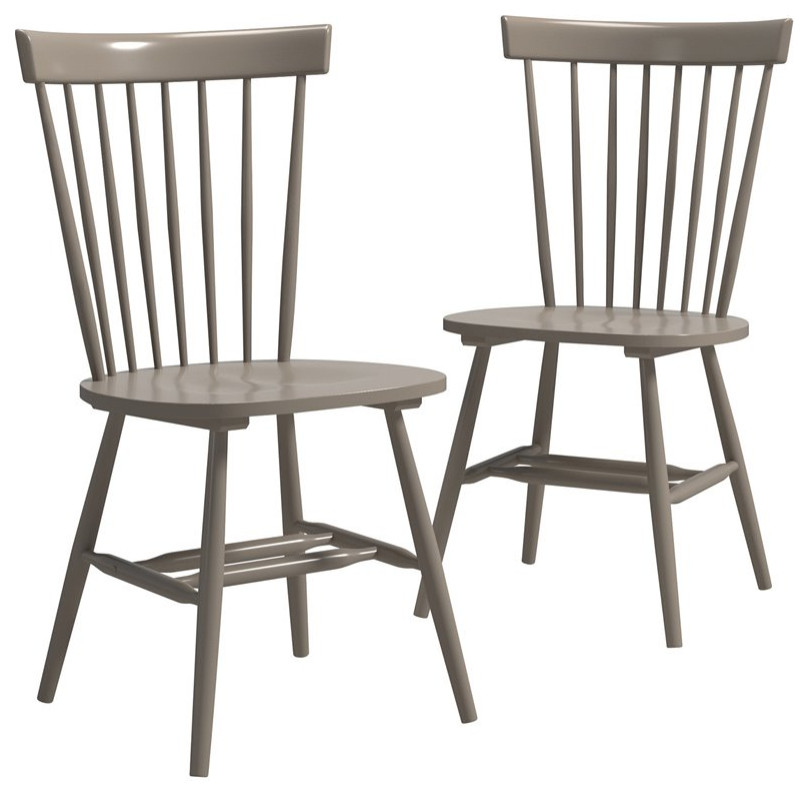 Sauder New Grange Solid Wood Spindle Back Dining Chair in Gray (Set of 2)   Midcentury   Dining Chairs   by Homesquare  Houzz