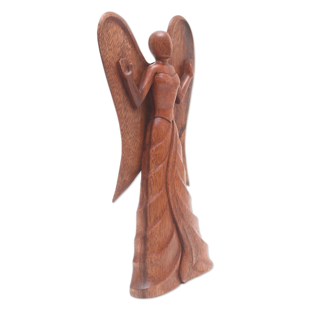 Novica Handmade Angel In Heaven Wood Statuette   11.75\