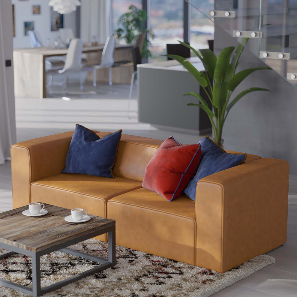 Mingle Vegan Leather 2 Piece Sectional Sofa Loveseat   Contemporary   Loveseats   by ShopFreely  Houzz