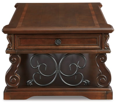 Signature Design by Ashley Alymere Traditional Lift Top Coffee Table, Hand-Finished with 2 Storage Drawers and Fixed Floor Shelf, Dark Brown