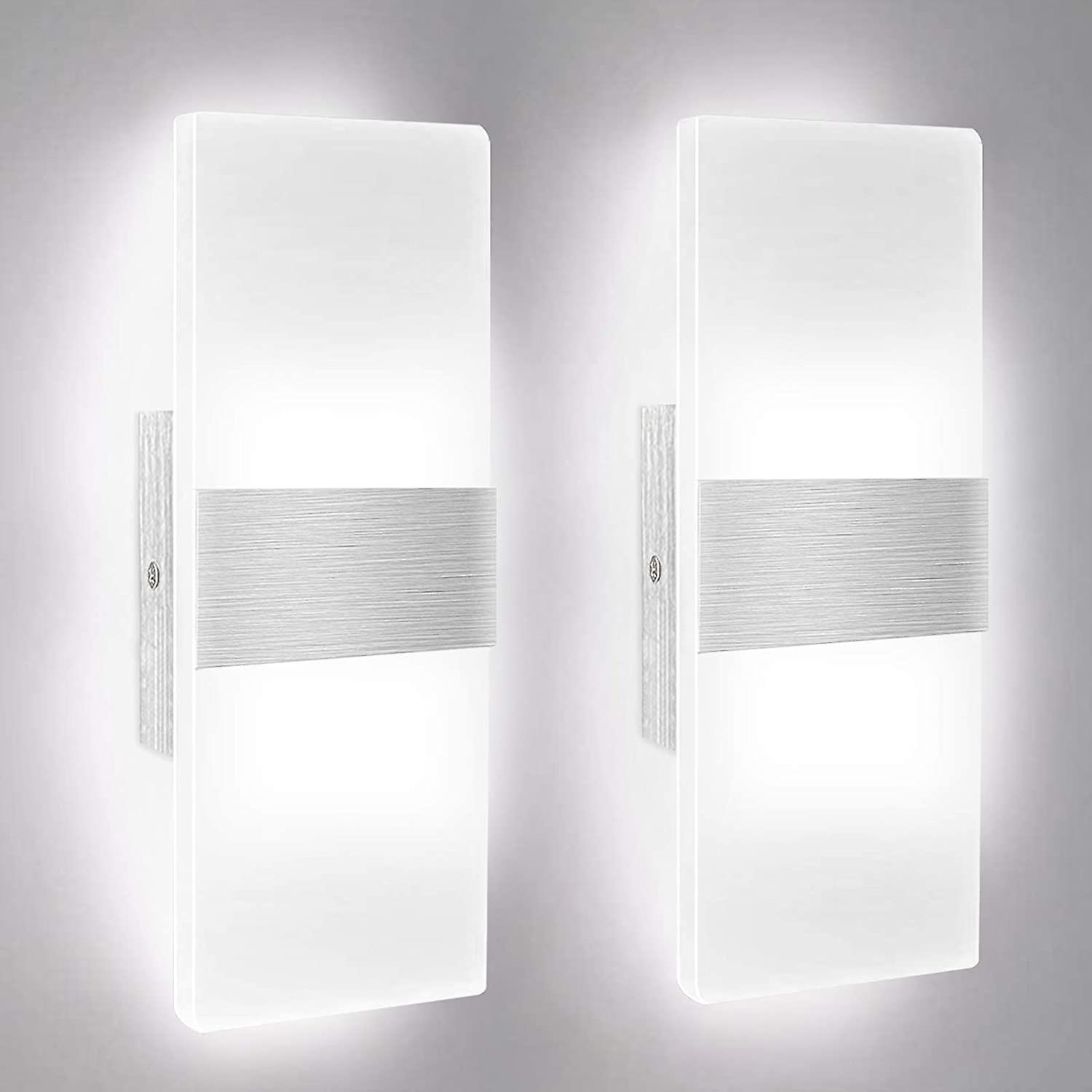 2pcs Led Indoor Wall Sconce， 12w 6000k Cool White Acrylic Wall Lamp， Modern Design Decor Wall Light Fixture For Living Room， Bedroom， Hallway， Bathroo