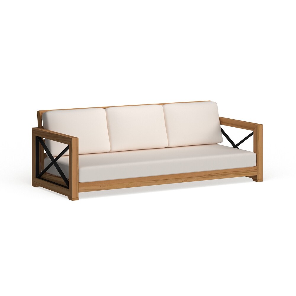 SAFAVIEH Couture Curacao Outdoor Teak 3 Seat Sofa